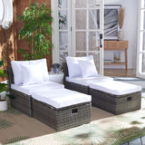 SAFAVIEH Outdoor Algrid Settee with Storage Ottomans (Set of 2) - 29Wx23Dx25H