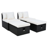 SAFAVIEH Outdoor Algrid Settee with Storage Ottomans (Set of 2) - 29Wx23Dx25H