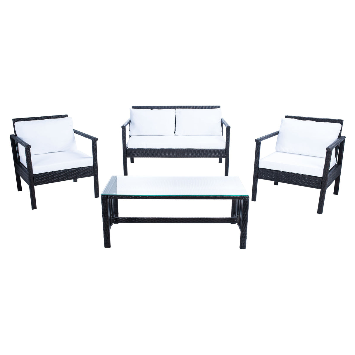 SAFAVIEH Outdoor Alie 4-Piece Wicker Living Set - 51W x 30D x 30H