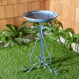 SAFAVIEH Outdoor Amya Victorian Scroll Iron Bird Bath - 16.5" W x 14.6" L x 29.1" H - 17Wx15Dx29H