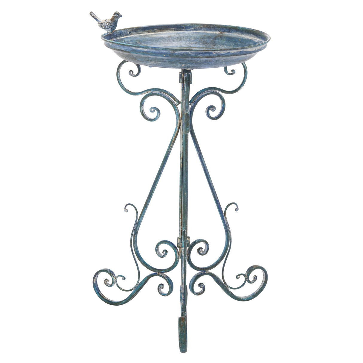 SAFAVIEH Outdoor Amya Victorian Scroll Iron Bird Bath - 16.5" W x 14.6" L x 29.1" H - 17Wx15Dx29H