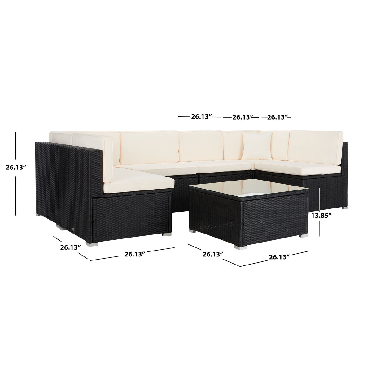 SAFAVIEH Outdoor Angeles Patio Sectional Set - 23W x 26D x 26H