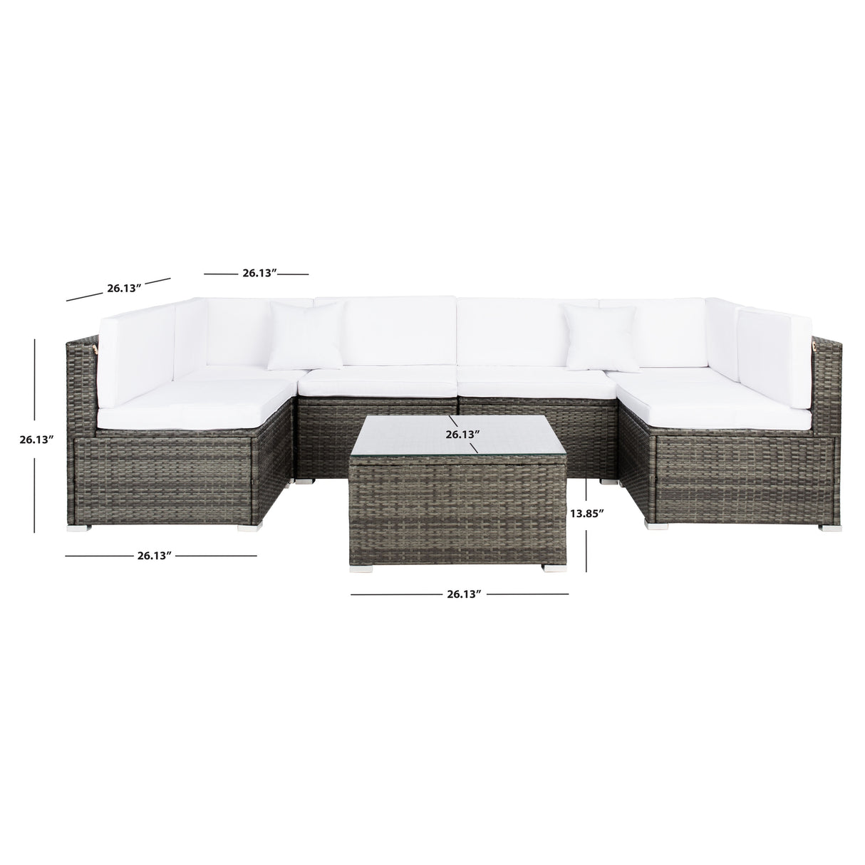 SAFAVIEH Outdoor Angeles Patio Sectional Set - 23W x 26D x 26H