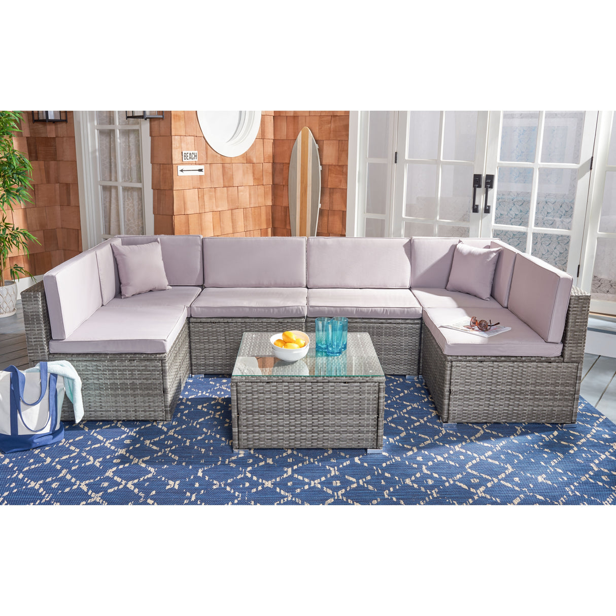 SAFAVIEH Outdoor Angeles Patio Sectional Set - 23W x 26D x 26H