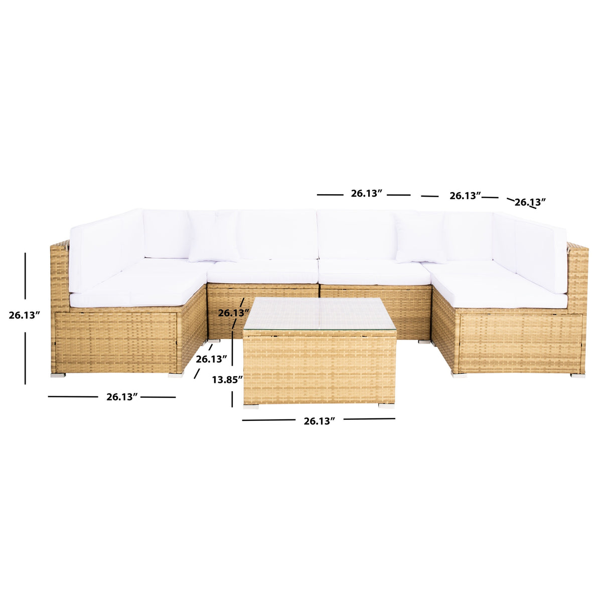 SAFAVIEH Outdoor Angeles Patio Sectional Set - 23W x 26D x 26H