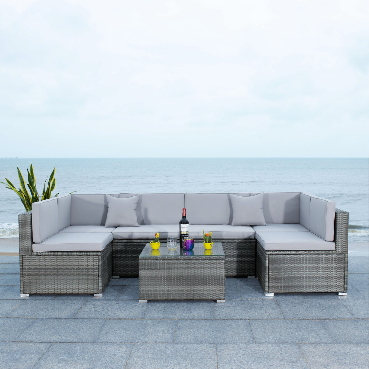 SAFAVIEH Outdoor Angeles Patio Sectional Set - 23W x 26D x 26H