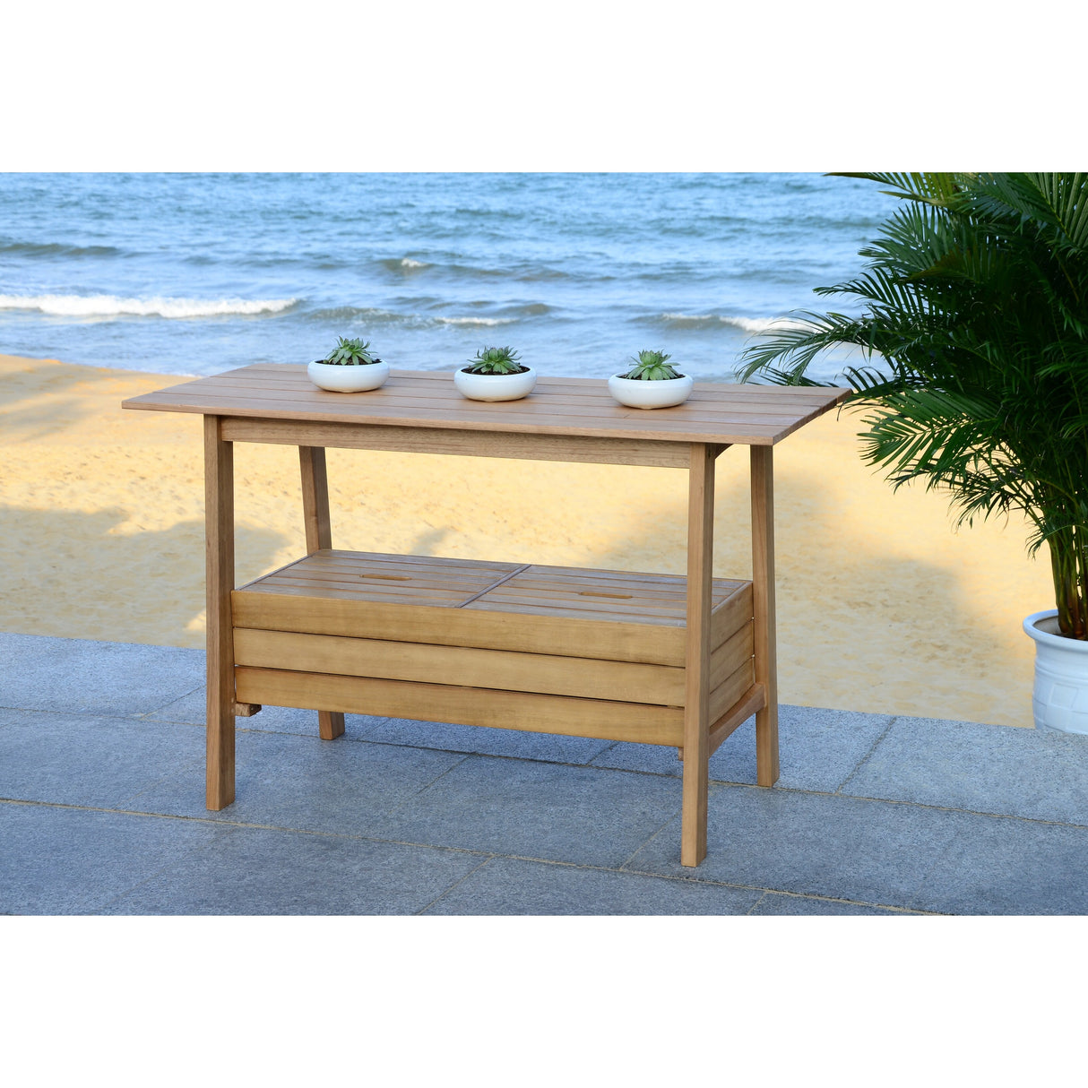 SAFAVIEH Outdoor Areli Tea Trolley - 48Wx20Dx32H