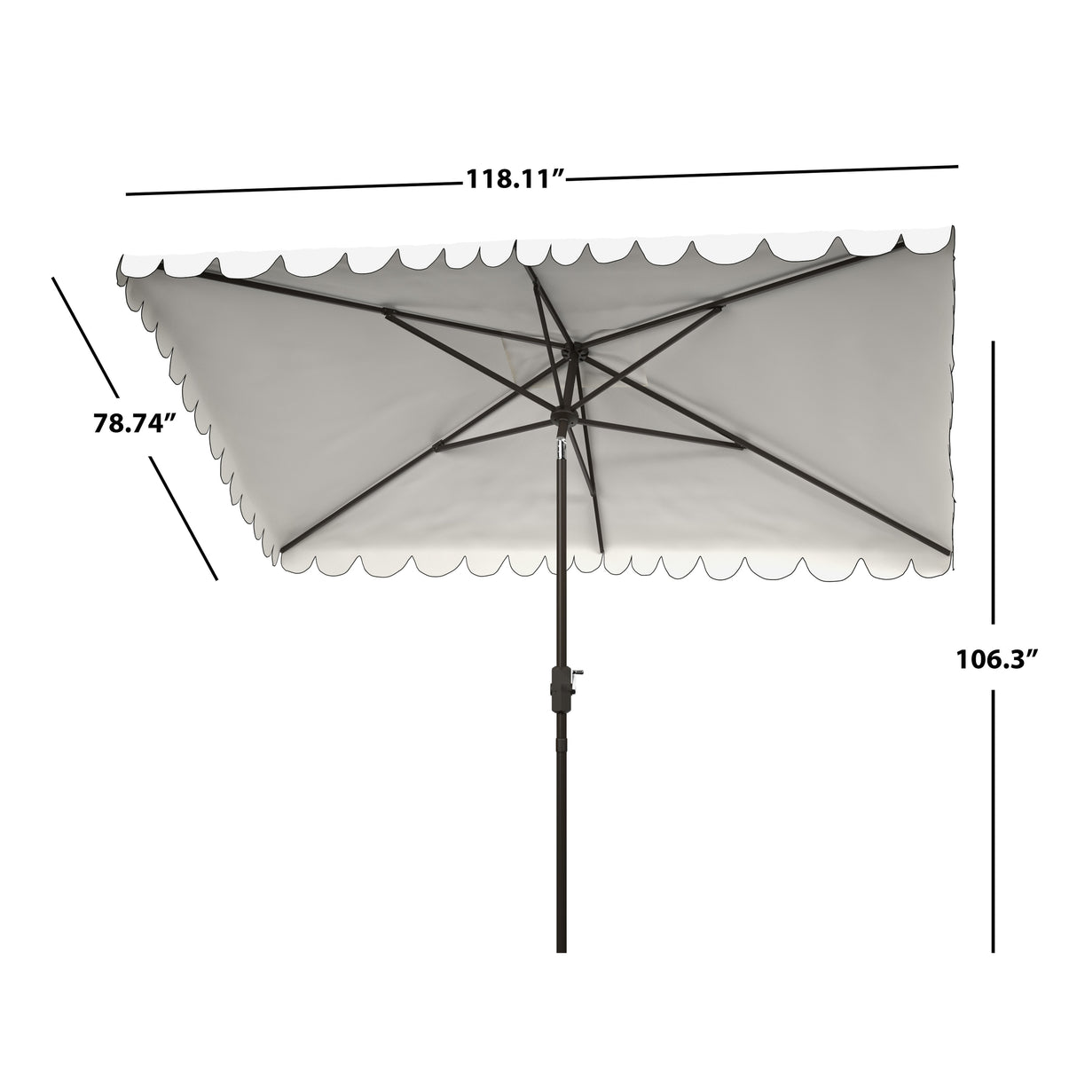 SAFAVIEH Outdoor Arleth 6.5 x 10 Ft Rectangle Crank Umbrella