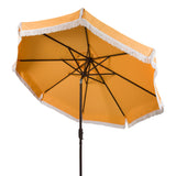 SAFAVIEH Outdoor Dima Fringe 11Ft Round Crank Umbrella