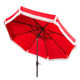 SAFAVIEH Outdoor Dima Fringe 11Ft Round Crank Umbrella