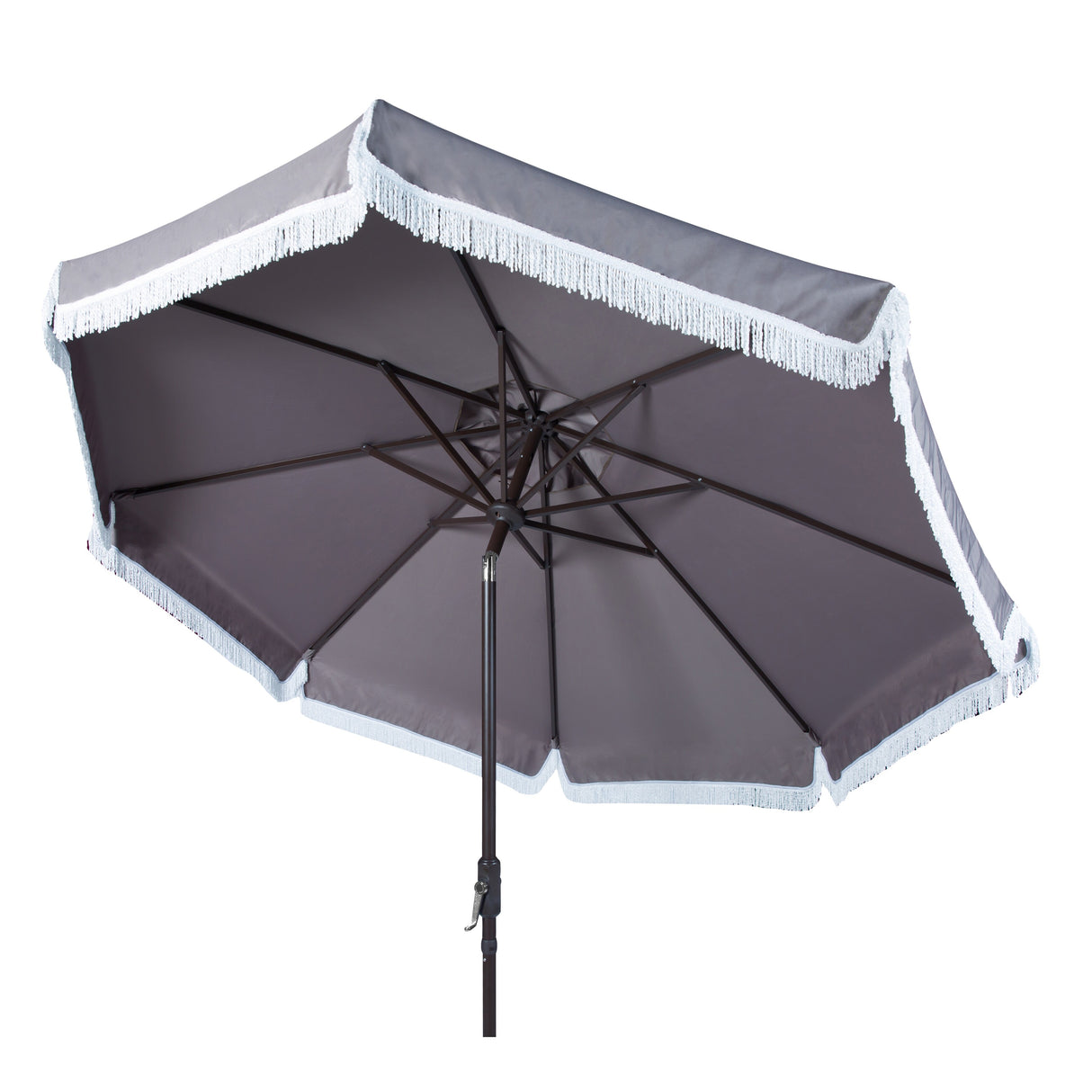 SAFAVIEH Outdoor Dima Fringe 11Ft Round Crank Umbrella