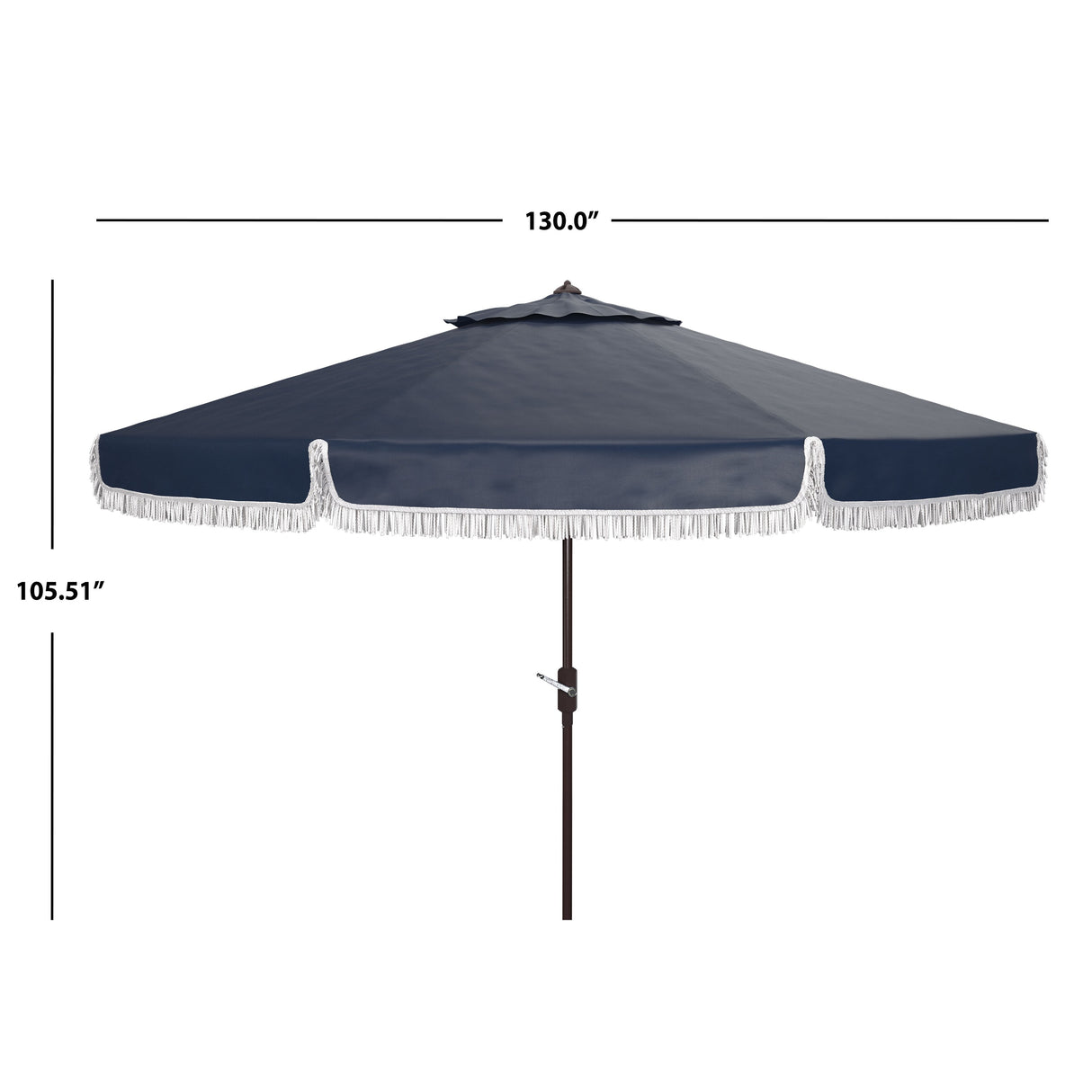 SAFAVIEH Outdoor Dima Fringe 11Ft Round Crank Umbrella