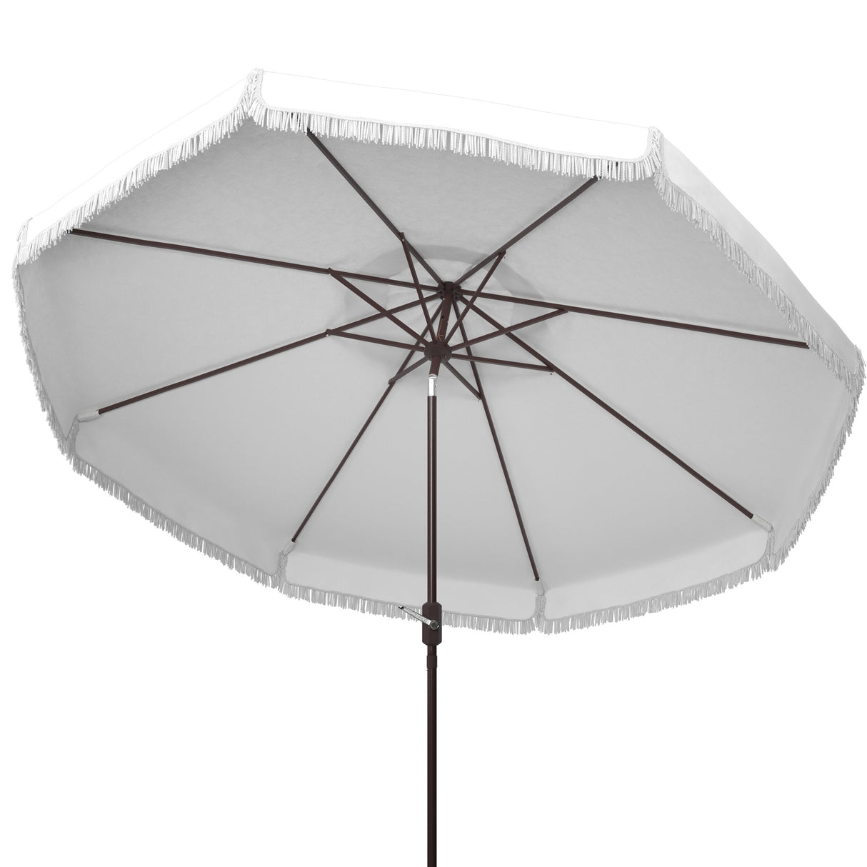 SAFAVIEH Outdoor Dima Fringe 11Ft Round Crank Umbrella