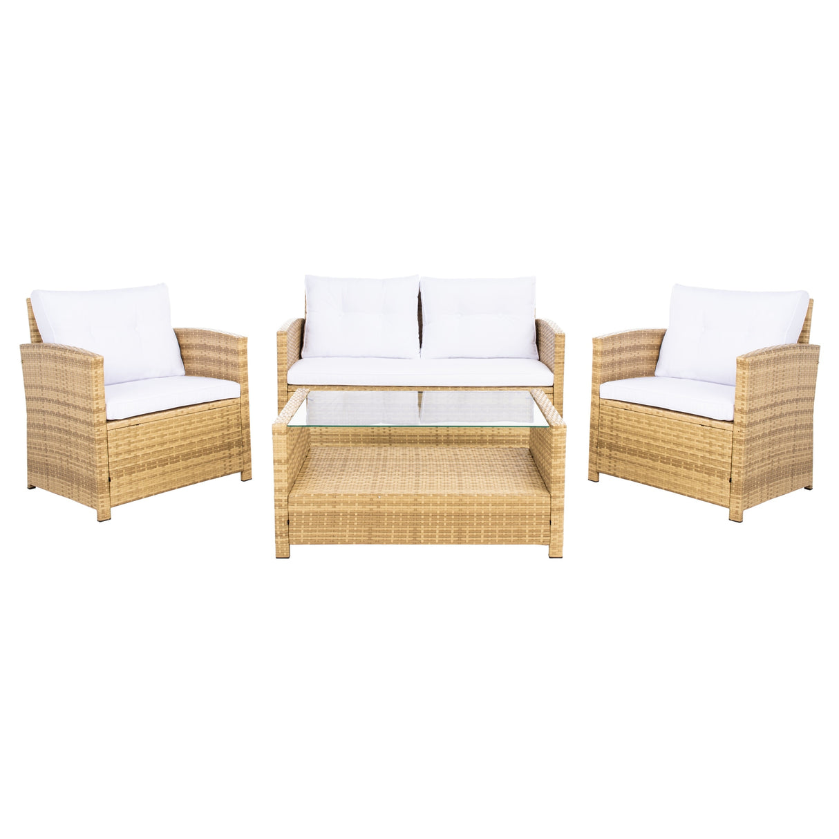 SAFAVIEH Outdoor Eranda 4-Piece Conversation Patio Set - 48W x 30D x 26H