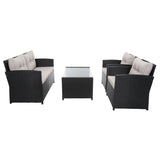 SAFAVIEH Outdoor Eranda 4-Piece Conversation Patio Set - 48W x 30D x 26H