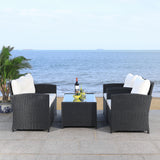 SAFAVIEH Outdoor Eranda 4-Piece Conversation Patio Set - 48W x 30D x 26H