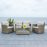 SAFAVIEH Outdoor Eranda 4-Piece Conversation Patio Set - 48W x 30D x 26H