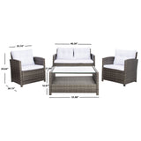 SAFAVIEH Outdoor Eranda 4-Piece Conversation Patio Set - 48W x 30D x 26H