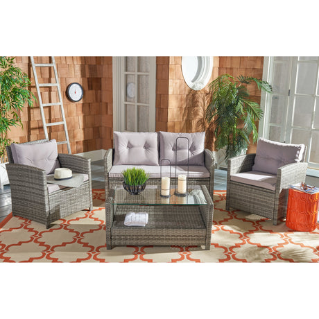 SAFAVIEH Outdoor Eranda 4-Piece Conversation Patio Set - 48W x 30D x 26H