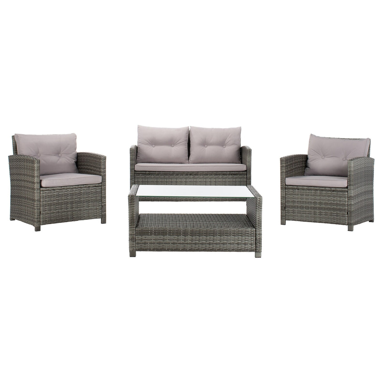 SAFAVIEH Outdoor Eranda 4-Piece Conversation Patio Set - 48W x 30D x 26H