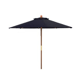 SAFAVIEH Outdoor Glauca 11-Foot Wooden Pulley Market Umbrella