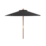 SAFAVIEH Outdoor Glauca 11-Foot Wooden Pulley Market Umbrella