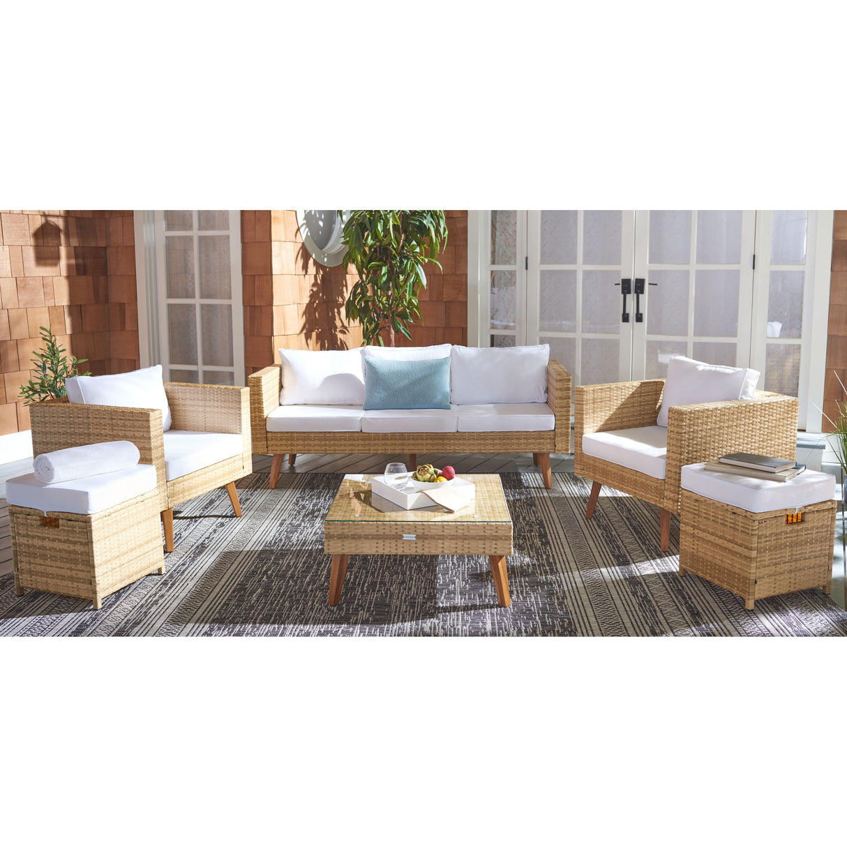 SAFAVIEH Outdoor Gojka 6-Piece Living Set - 69W x 26D x 27H