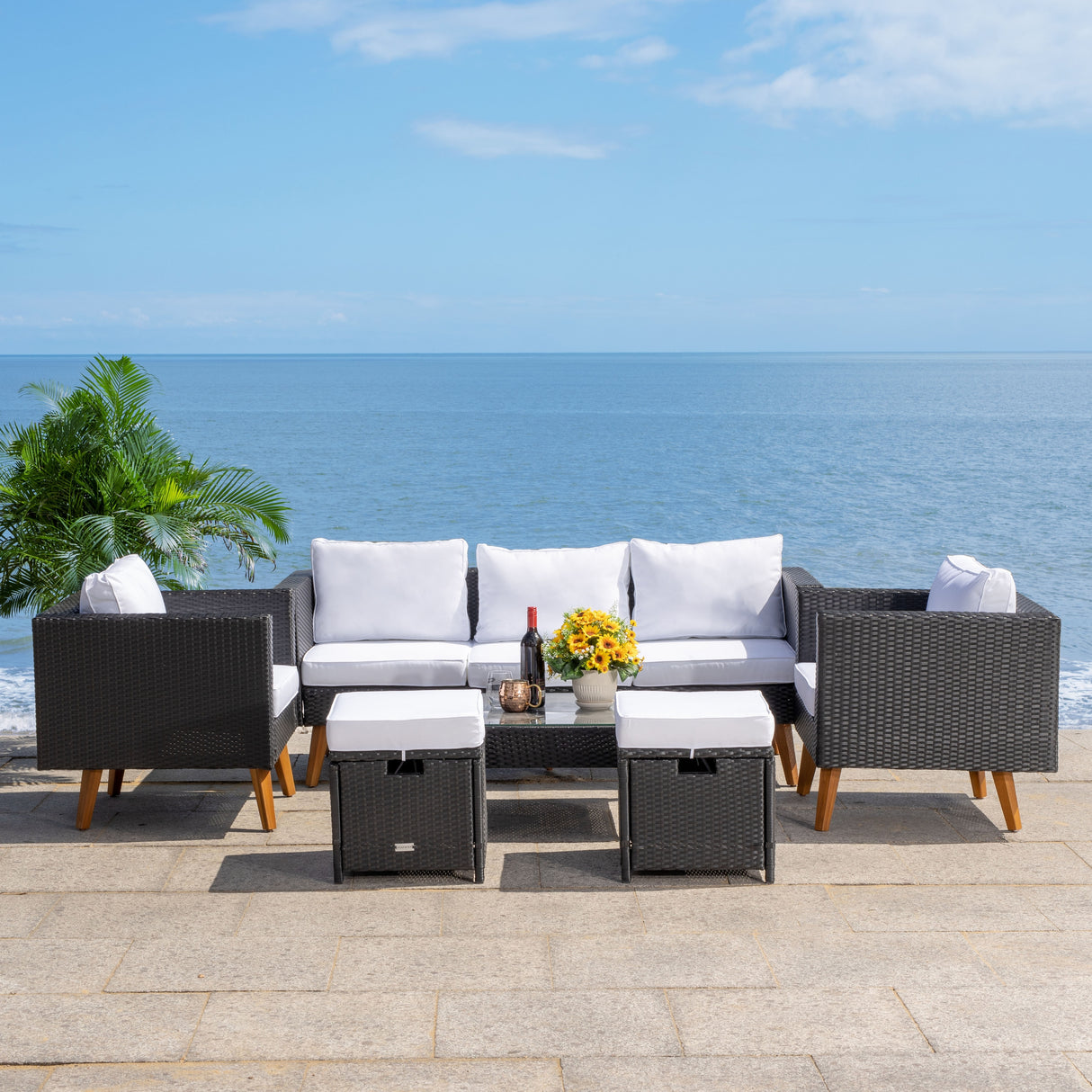 SAFAVIEH Outdoor Gojka 6-Piece Living Set - 69W x 26D x 27H