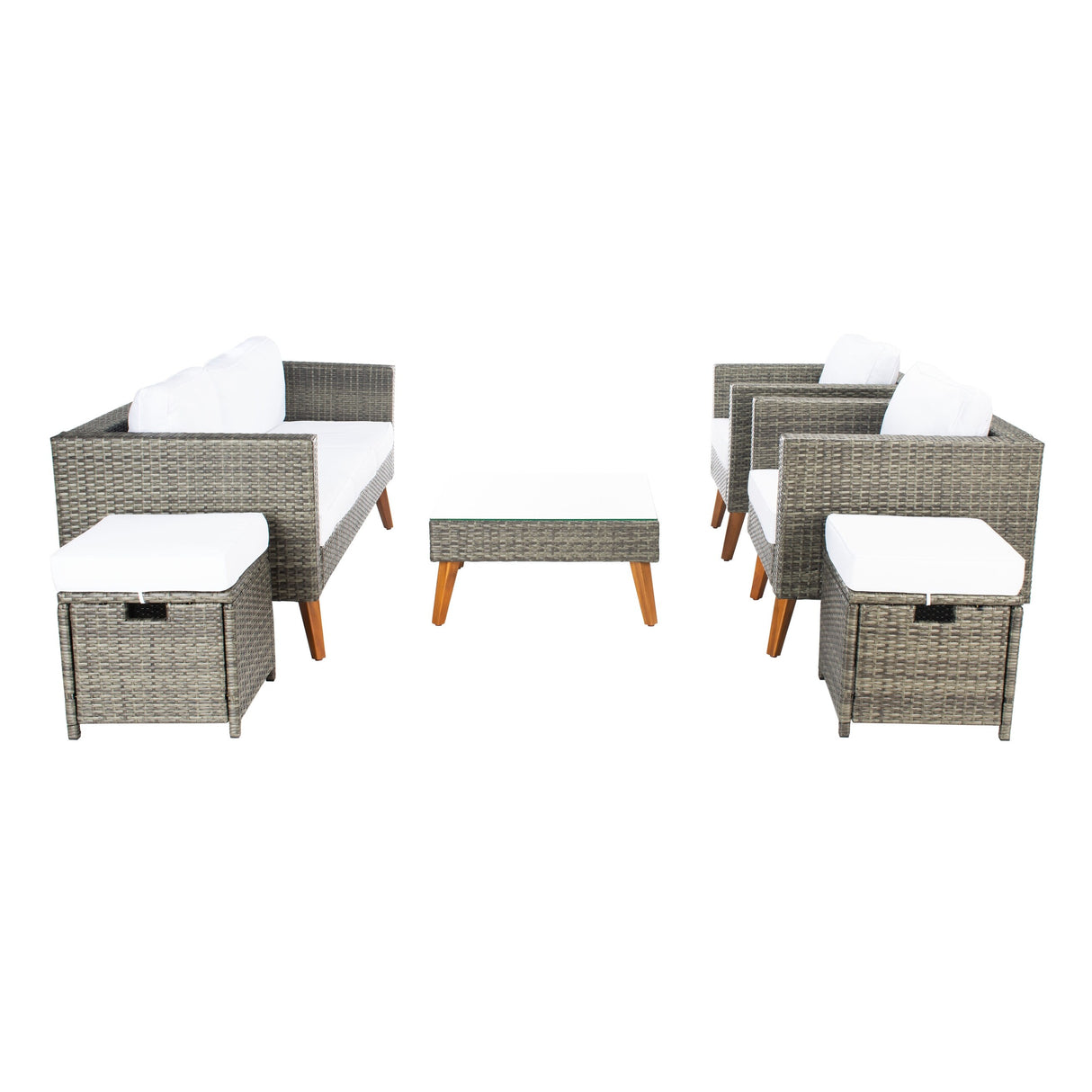 SAFAVIEH Outdoor Gojka 6-Piece Living Set - 69W x 26D x 27H