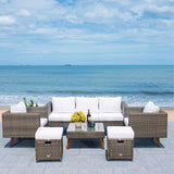 SAFAVIEH Outdoor Gojka 6-Piece Living Set - 69W x 26D x 27H