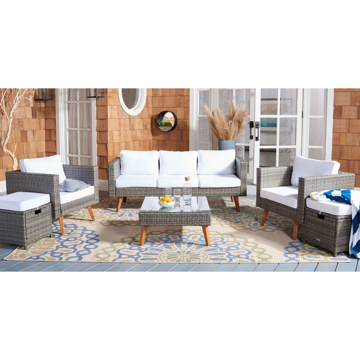 SAFAVIEH Outdoor Gojka 6-Piece Living Set - 69W x 26D x 27H