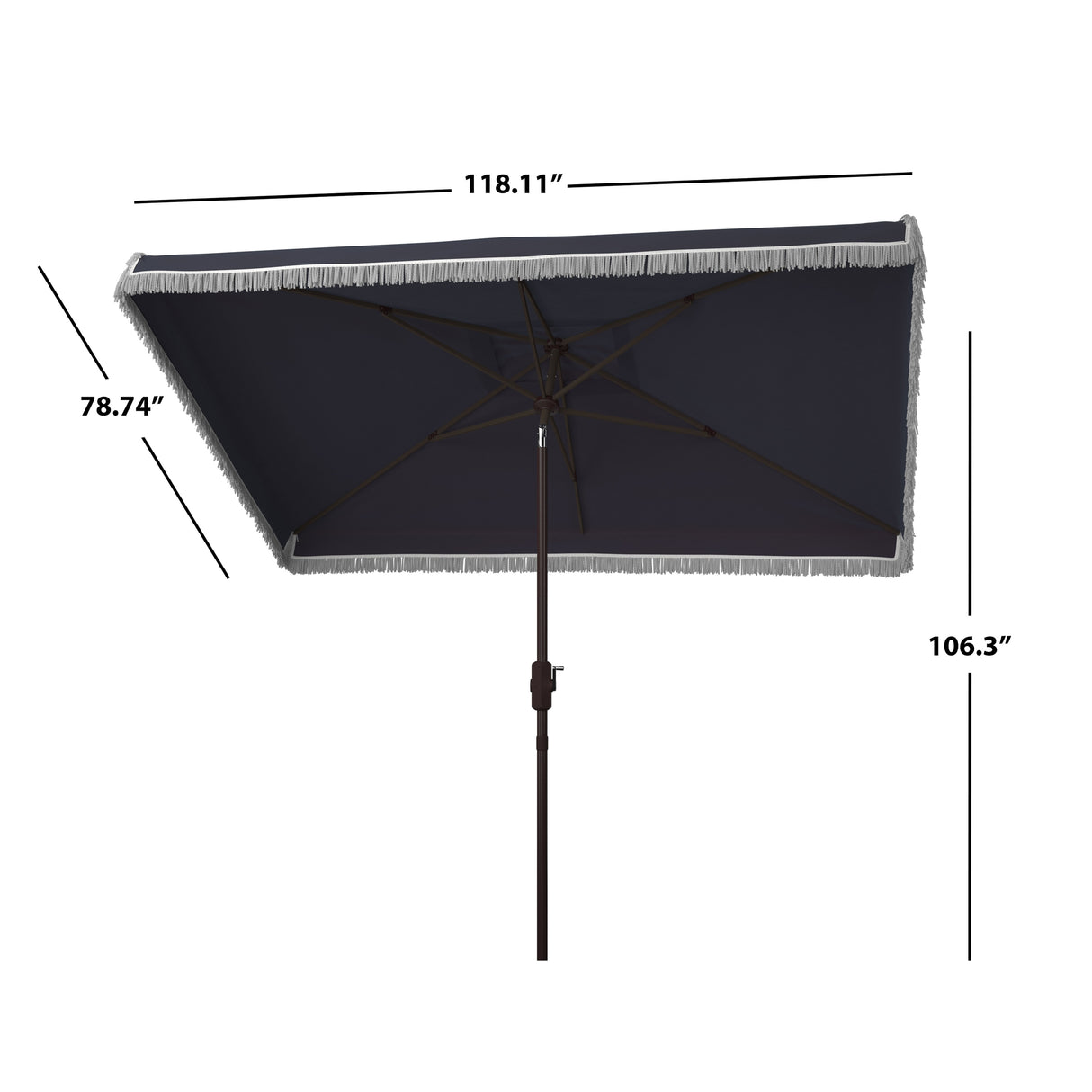 SAFAVIEH Outdoor Heidy 6.5 x 10 Rectangular Crank Umbrella, Base Not Included