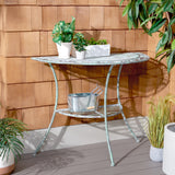 SAFAVIEH Outdoor Jaquelin Victorian Iron 2-Tier End Table - 39" W x 21" D x 32" H - 39Wx21Dx32H