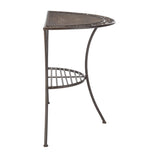 SAFAVIEH Outdoor Jaquelin Victorian Iron 2-Tier End Table - 39" W x 21" D x 32" H - 39Wx21Dx32H