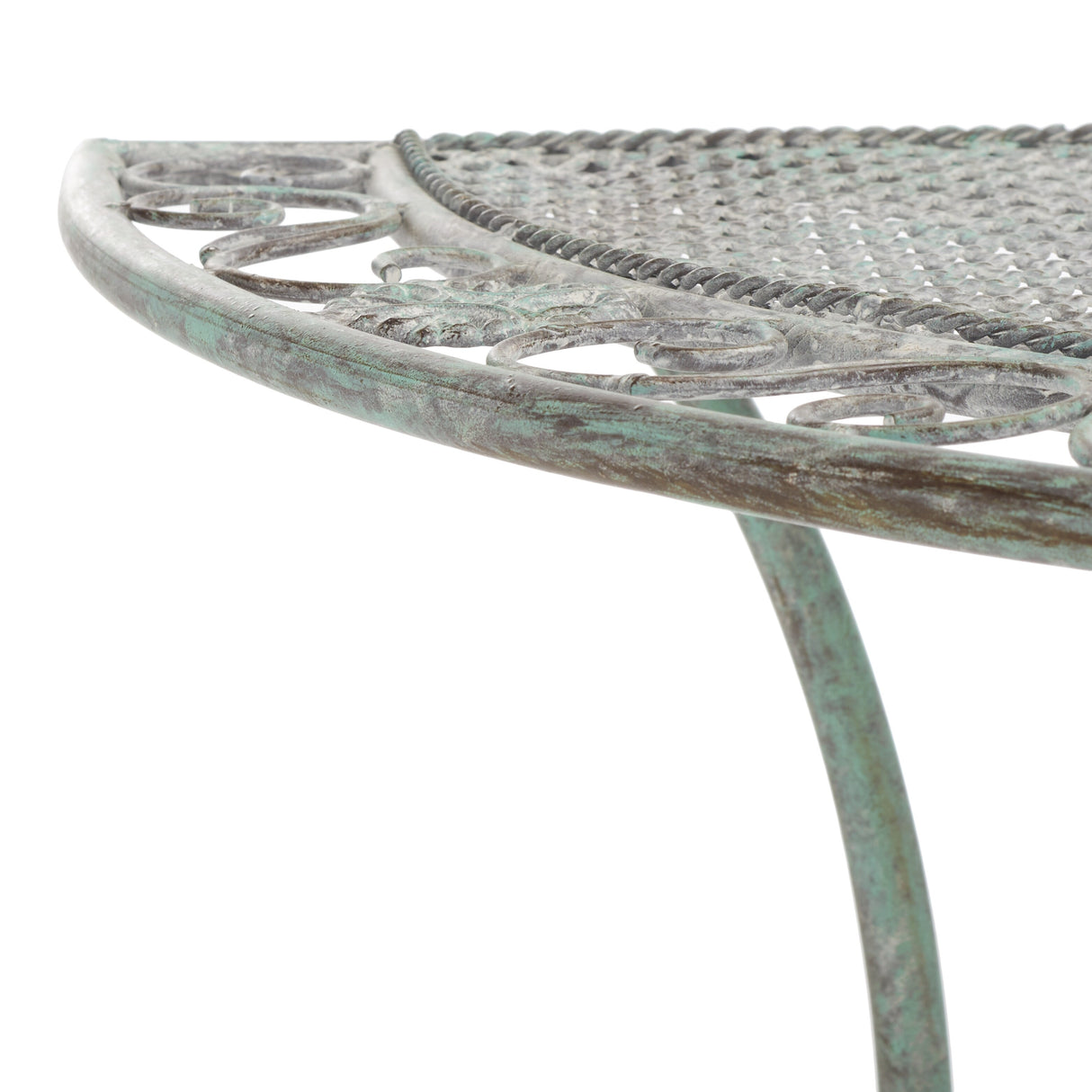 SAFAVIEH Outdoor Jaquelin Victorian Iron 2-Tier End Table - 39" W x 21" D x 32" H - 39Wx21Dx32H