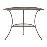 SAFAVIEH Outdoor Jaquelin Victorian Iron 2-Tier End Table - 39" W x 21" D x 32" H - 39Wx21Dx32H