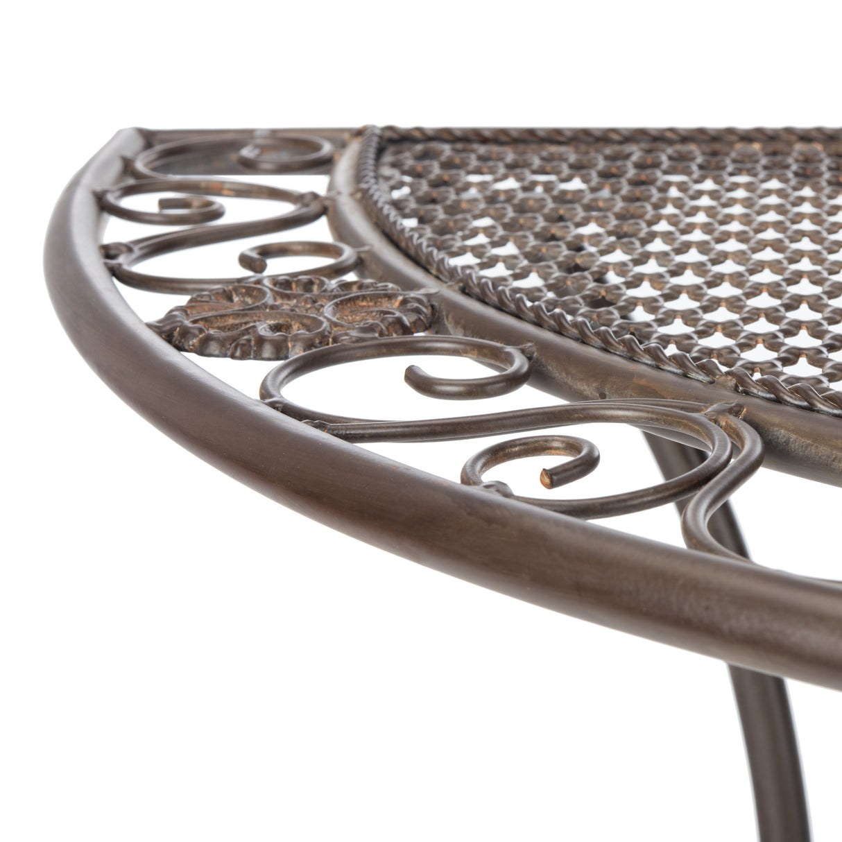 SAFAVIEH Outdoor Jaquelin Victorian Iron 2-Tier End Table - 39" W x 21" D x 32" H - 39Wx21Dx32H