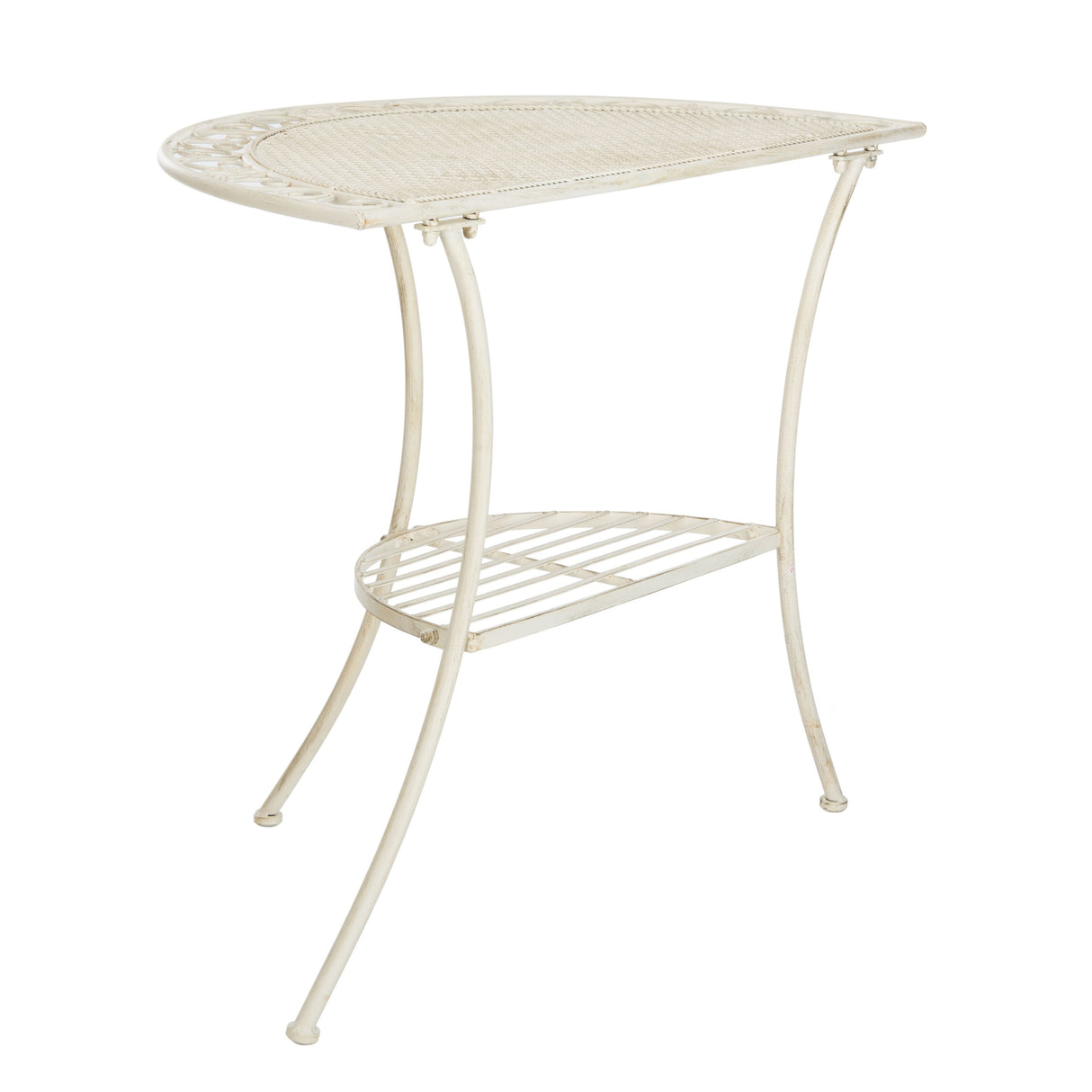 SAFAVIEH Outdoor Jaquelin Victorian Iron 2-Tier End Table - 39" W x 21" D x 32" H - 39Wx21Dx32H