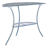 SAFAVIEH Outdoor Jaquelin Victorian Iron 2-Tier End Table - 39" W x 21" D x 32" H - 39Wx21Dx32H