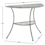 SAFAVIEH Outdoor Jaquelin Victorian Iron 2-Tier End Table - 39" W x 21" D x 32" H - 39Wx21Dx32H