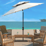 SAFAVIEH Outdoor Jayleen 9Ft Double Top Market Umbrella