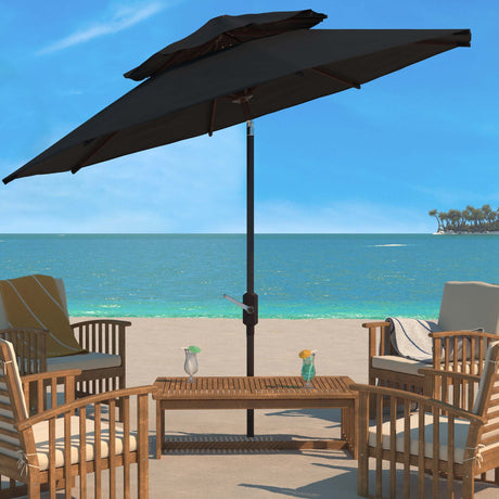 SAFAVIEH Outdoor Jayleen 9Ft Double Top Market Umbrella