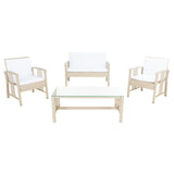 SAFAVIEH Outdoor Jeta 4-Piece Wicker Living Set - 43W x 31D x 26H