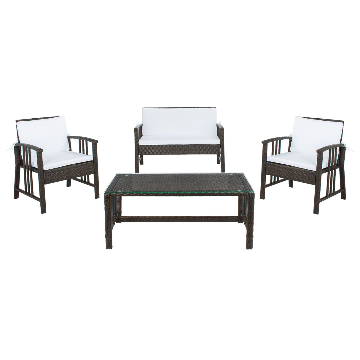 SAFAVIEH Outdoor Jeta 4-Piece Wicker Living Set - 43W x 31D x 26H