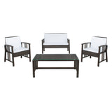 SAFAVIEH Outdoor Jeta 4-Piece Wicker Living Set - 43W x 31D x 26H