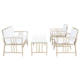 SAFAVIEH Outdoor Jeta 4-Piece Wicker Living Set - 43W x 31D x 26H