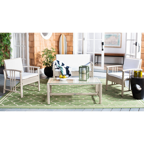 SAFAVIEH Outdoor Jeta 4-Piece Wicker Living Set - 43W x 31D x 26H