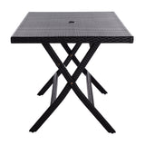 SAFAVIEH Outdoor Kadence Folding Table with Umbrella Hole - 55Wx31Dx28H