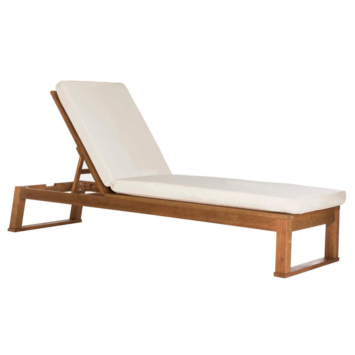 SAFAVIEH Outdoor Kaliyah Solid Wood Chaise Lounge Chair - 25Wx81Dx37H