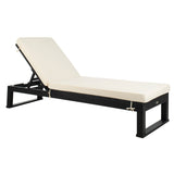 SAFAVIEH Outdoor Kaliyah Solid Wood Chaise Lounge Chair - 25Wx81Dx37H